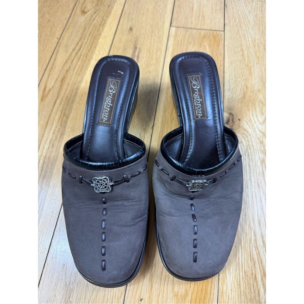 Brighton Womens Brown Leather Clogs Size 7.5